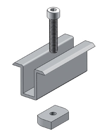 Central clamp for fix panels with screw and ecc block 46mm