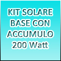 KIT SOLARE BASE CON ACCUMULO 1 - 200Watt 12Volt KIT SOLARE BASE CON ACCUMULO 1 - 200Watt 12Volt